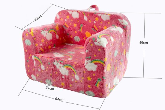 OKWISH Fauteuil 64 x 49 x 49 cm - Kinderfauteuil Met Armleuningen, Draaghengsel En Afneembare Hoes - Voor Slaapkamer Of Speelkamer - Stof - Rose van okwish — afbeelding 3