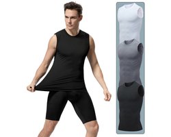 3 stuks vest – 3XL – Lengte 69cm – Borst 50cm – Taille 48cm – Schouder 48cm – Geschikt voor lengte 185-190cm / gewicht 90–95kg – Sportvest – Sneldrogend, rekbaar hardloophemd – Mouwloos – Ademend sneldrogend – Sport-tanktop – Loungewear-tanktop