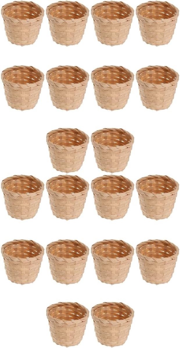 20 Stuks Gevlochten Mini Mandjes voor Snoepjes en Decoratie - Handige Mandjes voor Feestjes en Creatieve Projecten 9 x 9 x 7,5 cm