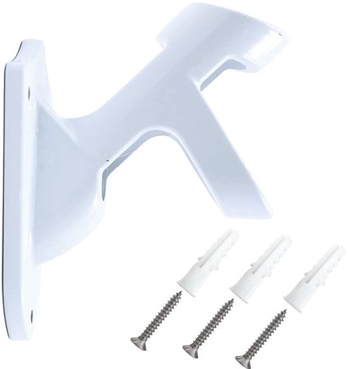 Witte dubbele positie vlaggenmasthouder montagebeugel met hardware - Gemaakt van aluminiumlegering - Sterke en roestvrije coating - Binnendiameter 1 inch