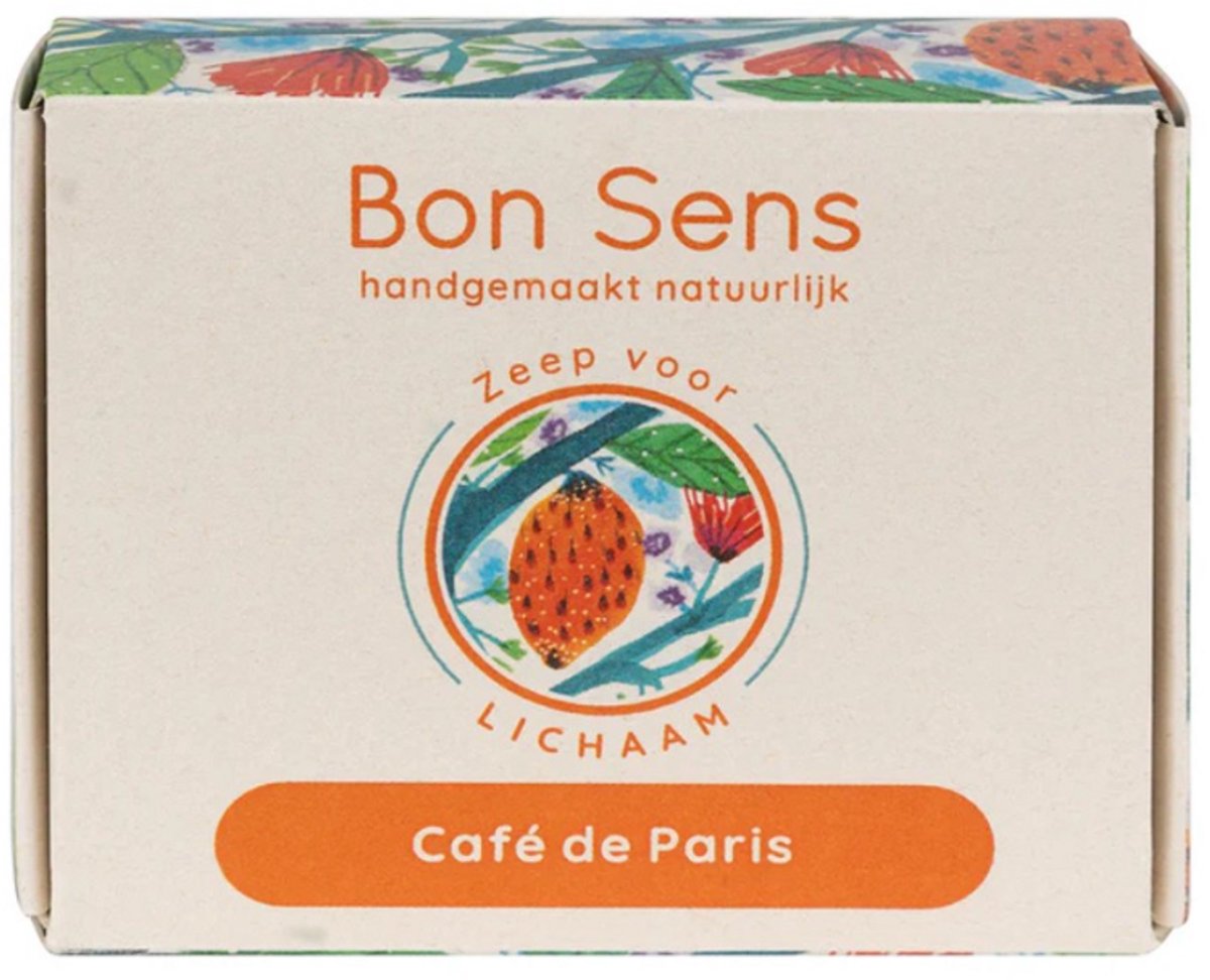 Le Bon Sens Café de Paris Zeep 110 gram - vegan, palmolievrij, voor gevoelige huid, plasticvrij, handgemaakt, zonder parabenen