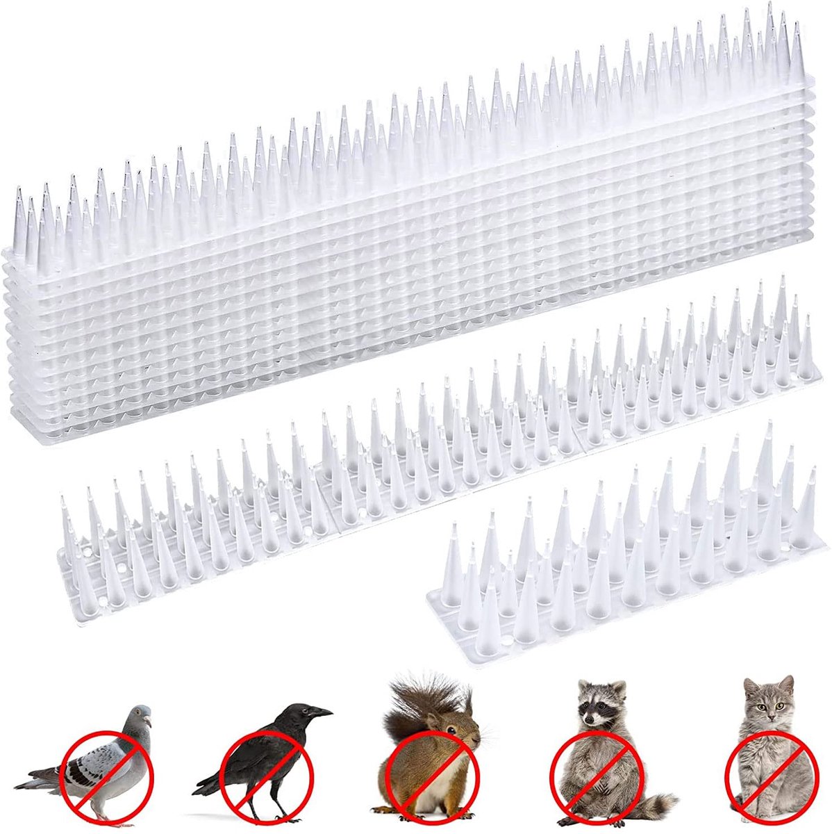 Namajunas - 5.16 Meter Duivenpinnen - Duivenverjager - Vogelverjager - Duivenpinnen Kunststof - Knipbaar - Anti Klim Strip - Duivenwering - Kattenpinnen - Vogelwering - Kattenverjager - 12 Stuks 43 x 4 CM - Transparant - Geen schade aan dieren