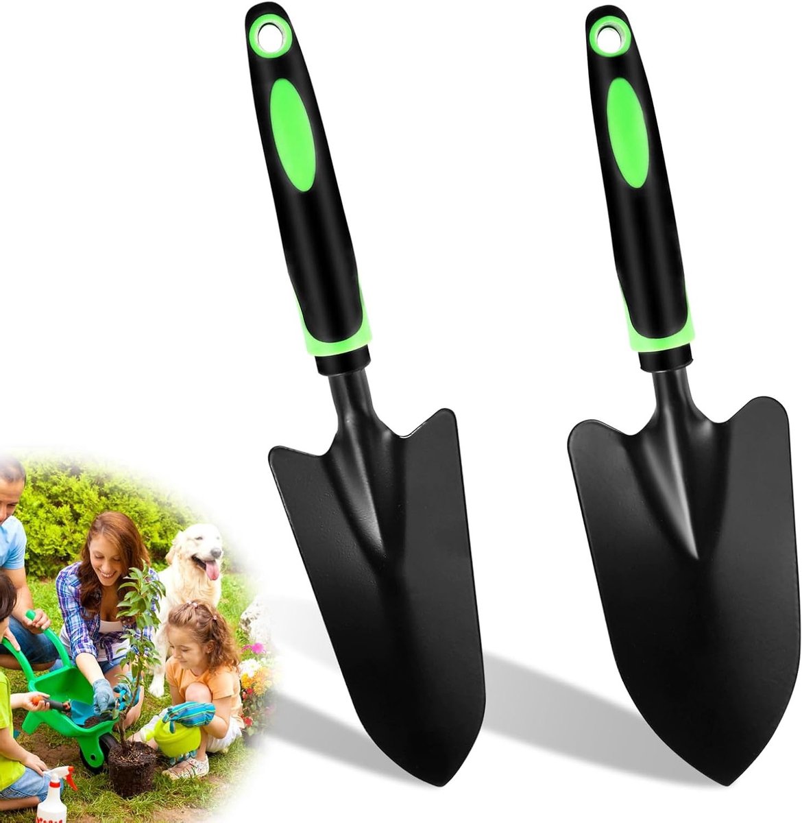 SnelShoppen - Tuinschep Klein Set van 2, Mini-Schep van Koolstofstaal voor Planten, Wieden, Verplanten, Tuin, Bloemen, Potplanten, Strandschep, Handsc