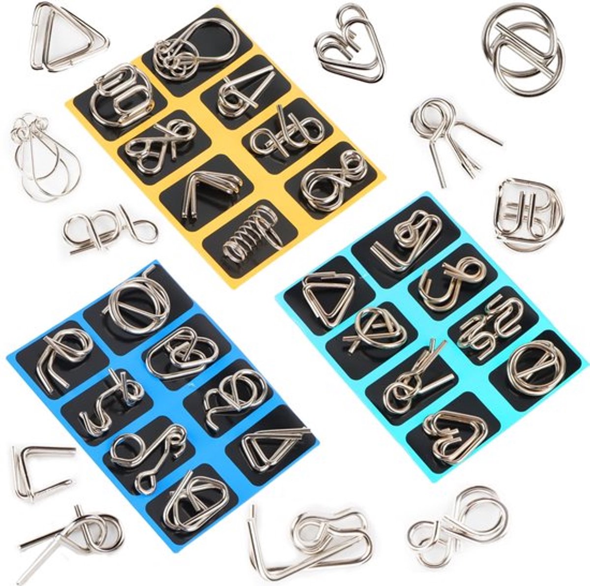 Puzzelspel 24 Stuks - Metalen Puzzels - Geduldsspellen - IQ-Spelletjes - 3D-Denkpuzzels - Verbeter Denkvaardigheden - Denkpuzzels