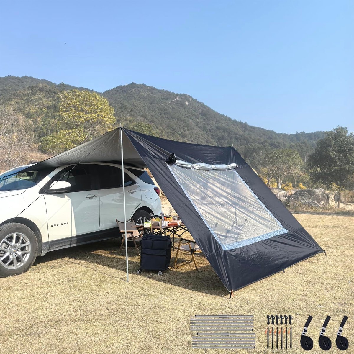 SnelShoppen - 2.9x4.8m Universele Camper Luifel voor Auto's, Campers en Motorhomes - Zonne- en Regenbescherming voor Camping, Tuin en Buitenactiviteit