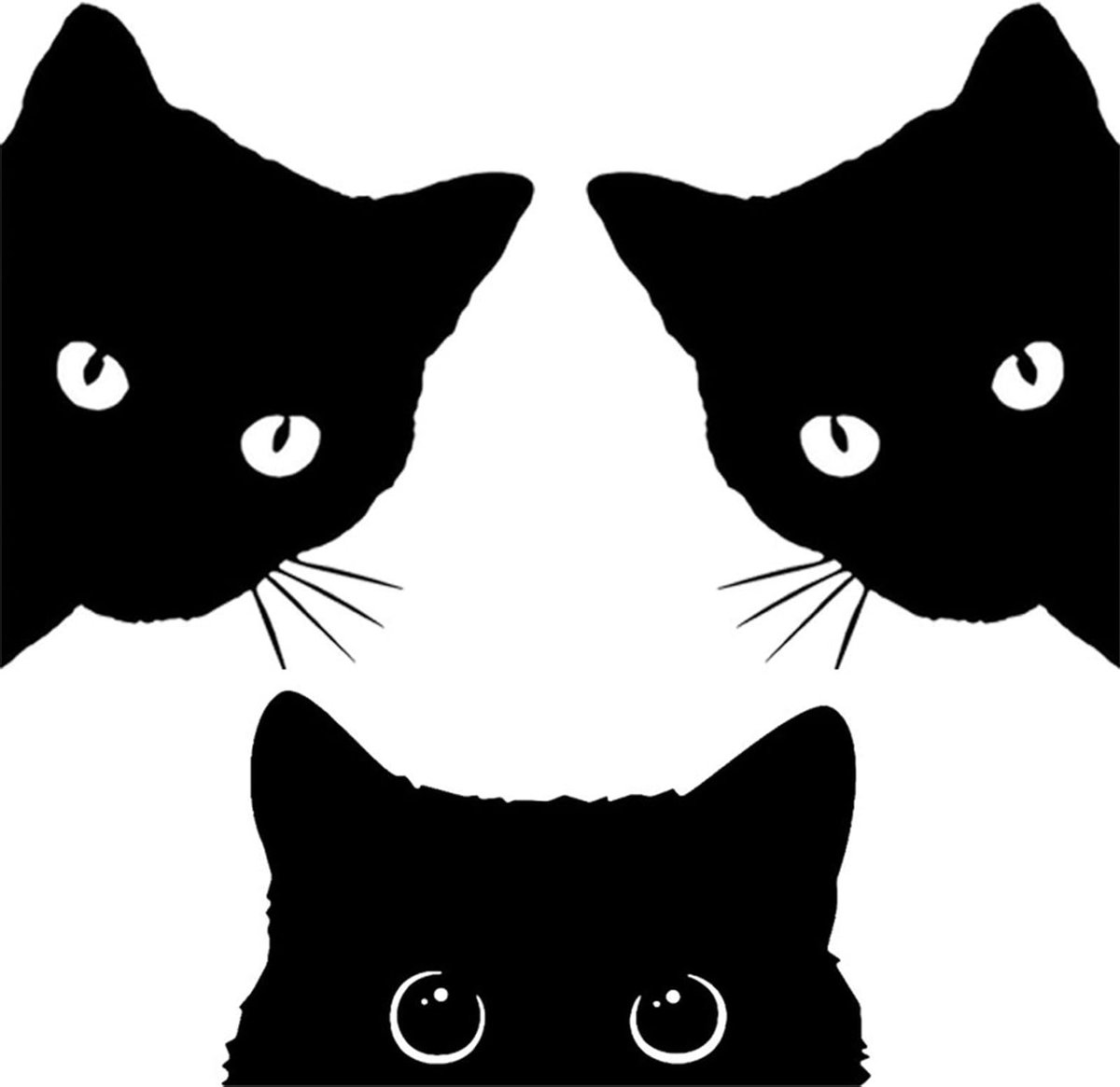 Luxe 3-delige set kattenstickers voor auto en muur, grappige cartoonkatten, waterdicht PVC, perfect voor dierenliefhebbers