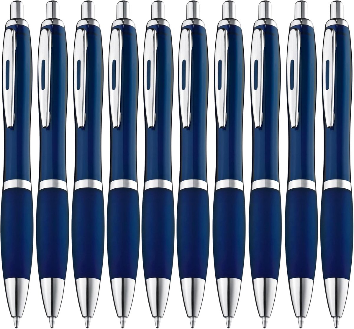 SnelShoppen - Ergonomische balpen, pak van 10, blauwe inkt, comfortabele grip, ideaal voor schrijven, kantoor, school, thuis, 0.7 mm punt
