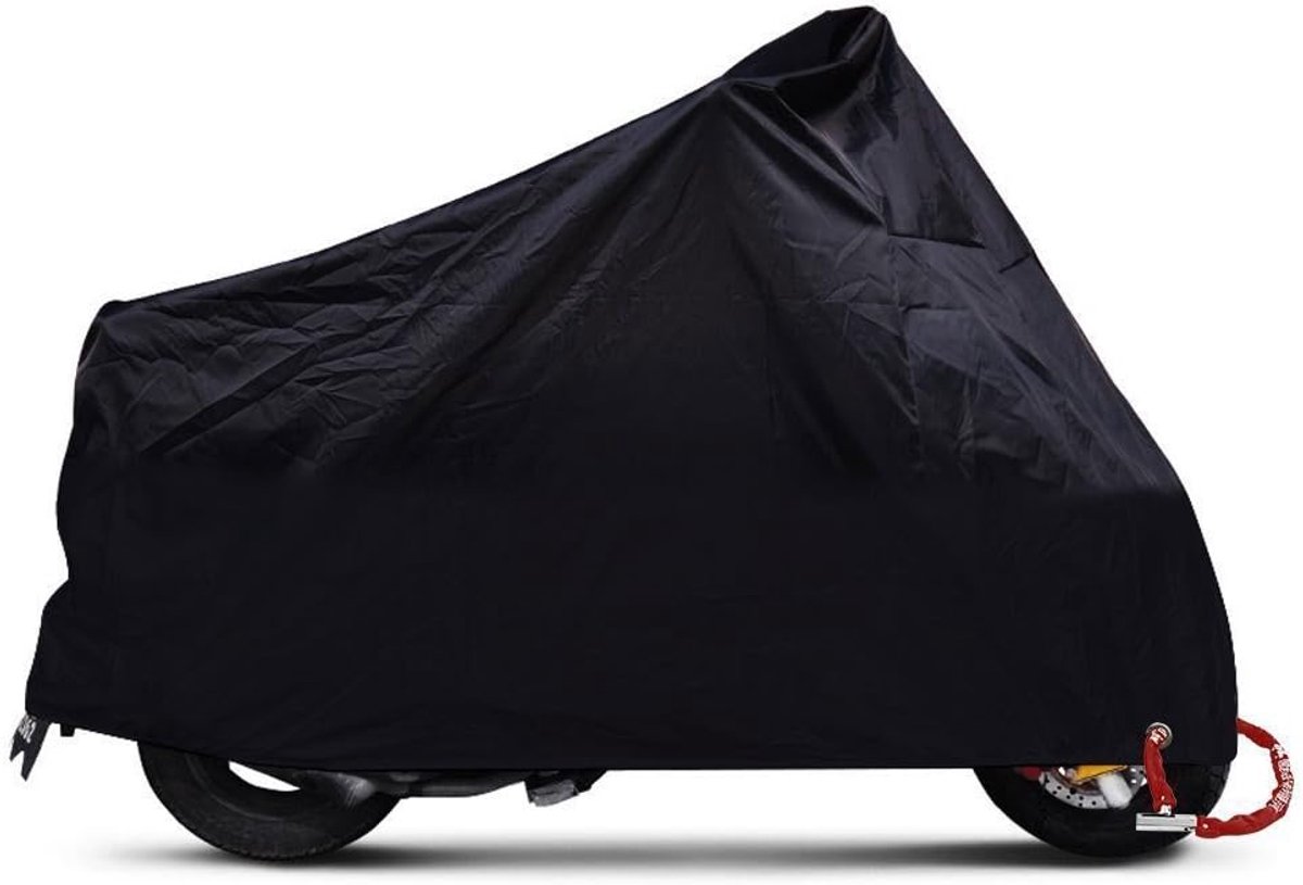 SnelShoppen - Waterproof Motorcycle Cover 4XL - Beschermhoes voor Motorfiets, Scooter, Zwart, UV Bescherming, Waterdicht, Tarpaulin met Sloten
