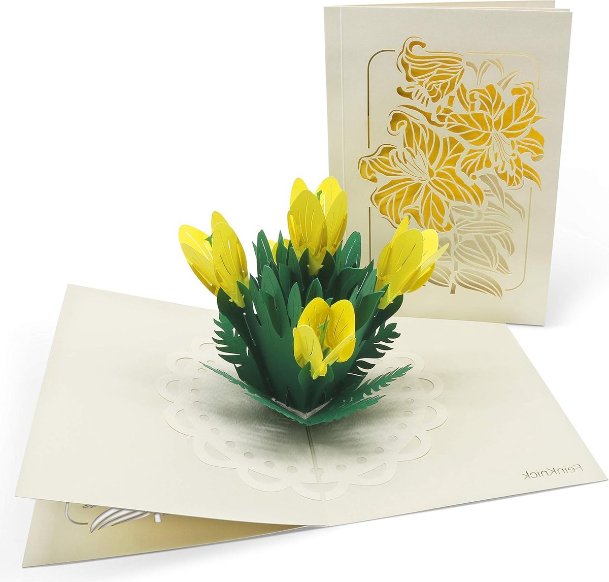SnelShoppen - Unieke 3D Pop-Up Wenskaart met Extra Pagina voor Tekst - Drievoudige Vouwkaart met Bloemen - Bedankkaart en Gefeliciteerd Kaart - Inclus
