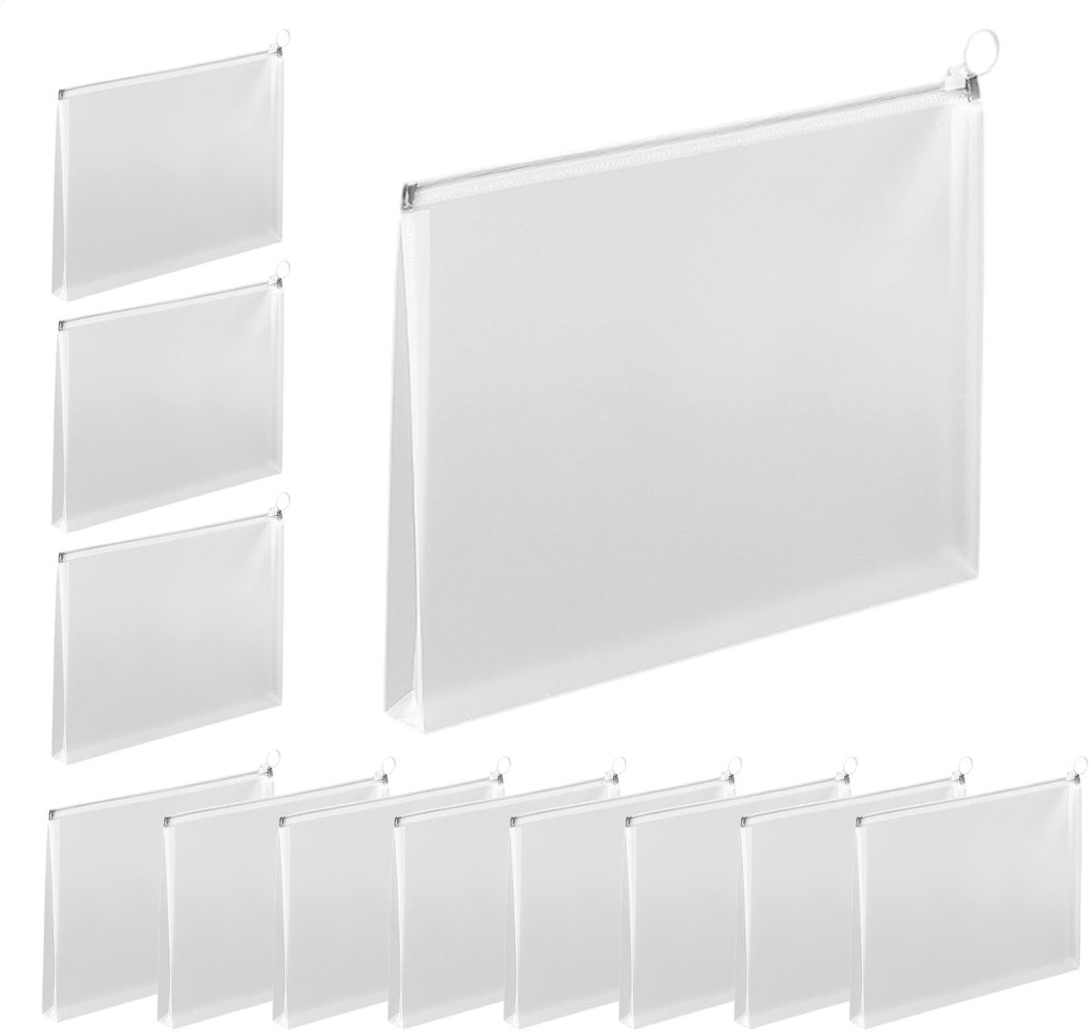 12 Stuks Dokumententasjes Transparant A4 A5 Mix Set - 6x A4 en 6x A5 Opbergmappen met Drukknoop - Papier Organizer voor School Kantoor Studie en Administratie