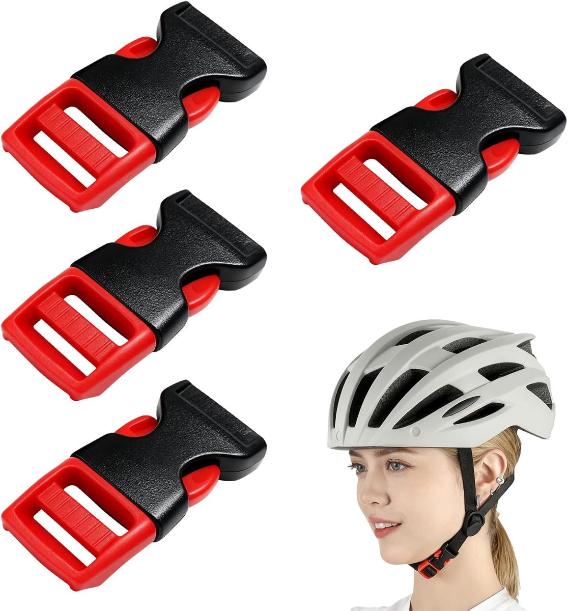 SnelShoppen - Set van 4 Fietskapjes voor Fietshelm - Universele Sluiting met Plug Lock voor Motor, MTB, E-Bike en Wegfiets - Veilig en Betrouwbaar