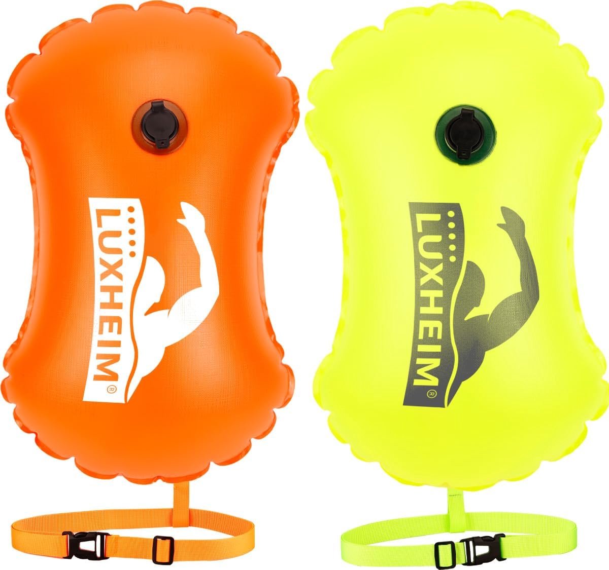 SnelShoppen - 2 Pack Zwembouy Trek Boeien voor Open Water Zwemmen - Hoge Zichtbaarheid - Waterdichte Opblaasbare PVC Drag Float voor Triatlons