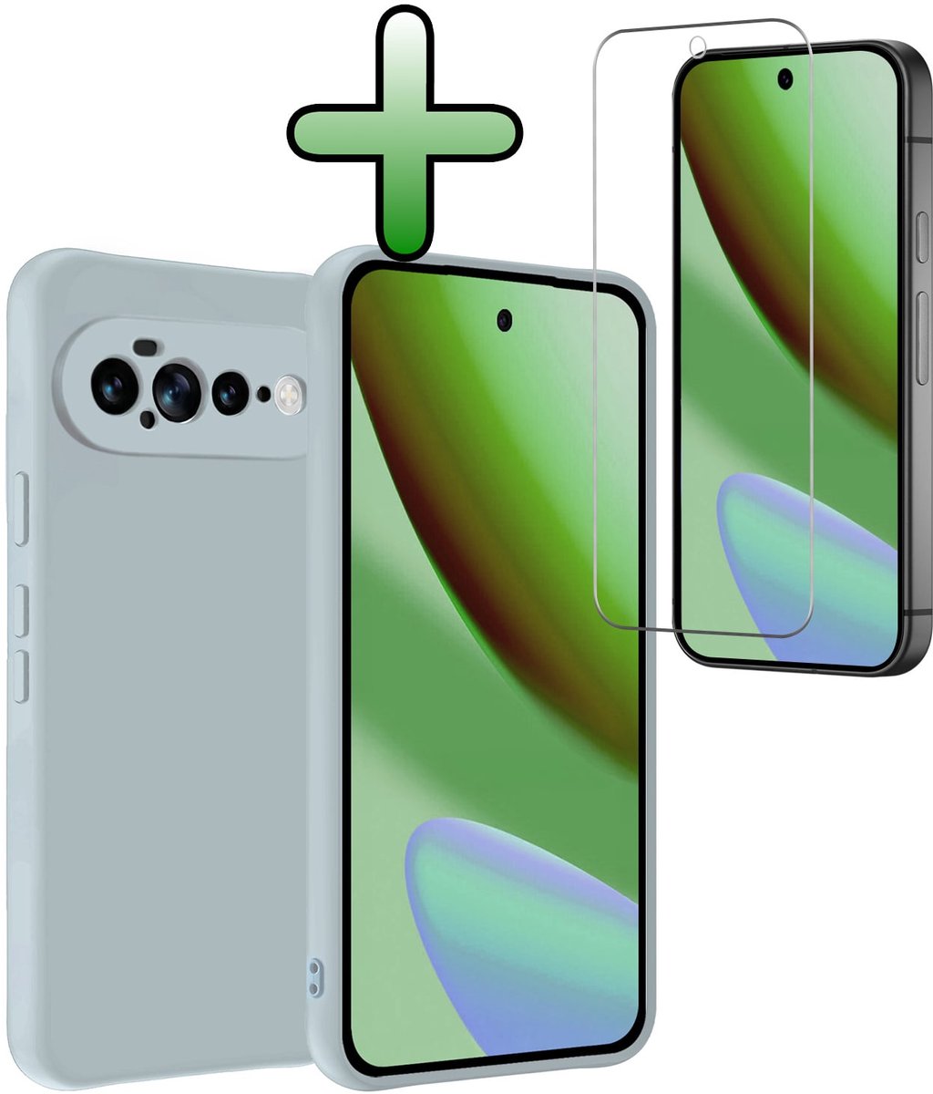 Hoesje Met Screenprotector - Geschikt voor Google Pixel 11 Pro XL - Sterk & Shockproof - Back Cover - Siliconen Case - Telefoon Hoes - Lichtblauw