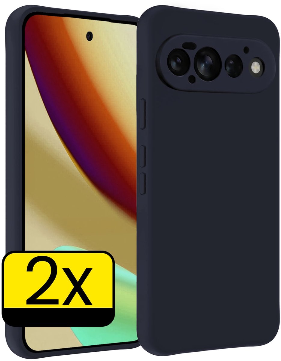 Hoesje - 2 Stuks - Geschikt voor Google Pixel 11 Pro - Sterk & Shockproof - Case Siliconen - Back Cover - Telefoon Hoes - Telefoonhoesjes - Donkerblauw