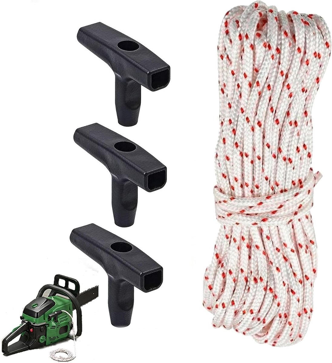 Duurzame kabelstarter met 3 handgrepen voor grasmaaiers, kettingzagen en bosmaaiers, eenvoudig te installeren, 10 meter lang en 3 mm dik