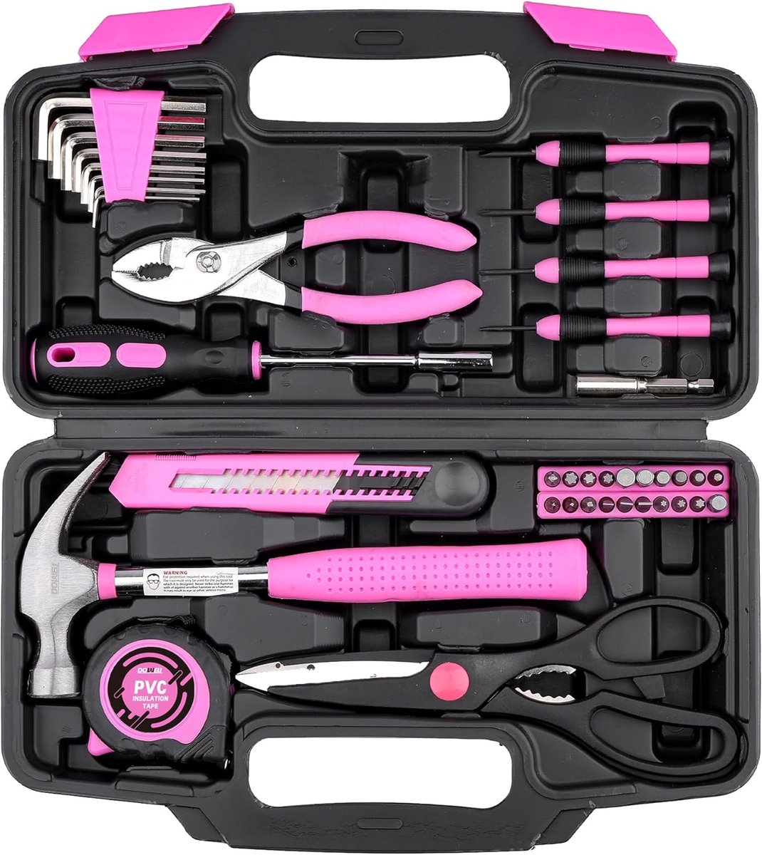 SnelShoppen - 40-delige Handgereedschap Set voor Thuis - Basis Gereedschap Kit met Rosa Toolbox voor Vrouwelijke Klussers - Ideaal voor Meubels Monter