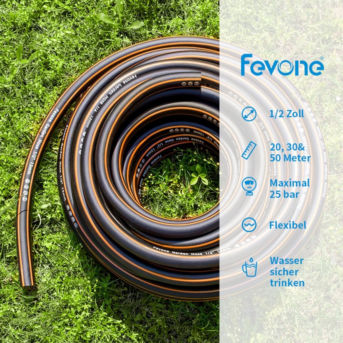 SnelShoppen - Tuinslang 30 m - 1/2 inch (13 mm) - 4 Lagen - Flexibel en Robuust - Voor Buiten - Hybird Polymeer - Draagbaar - Voor Compressors en Slan