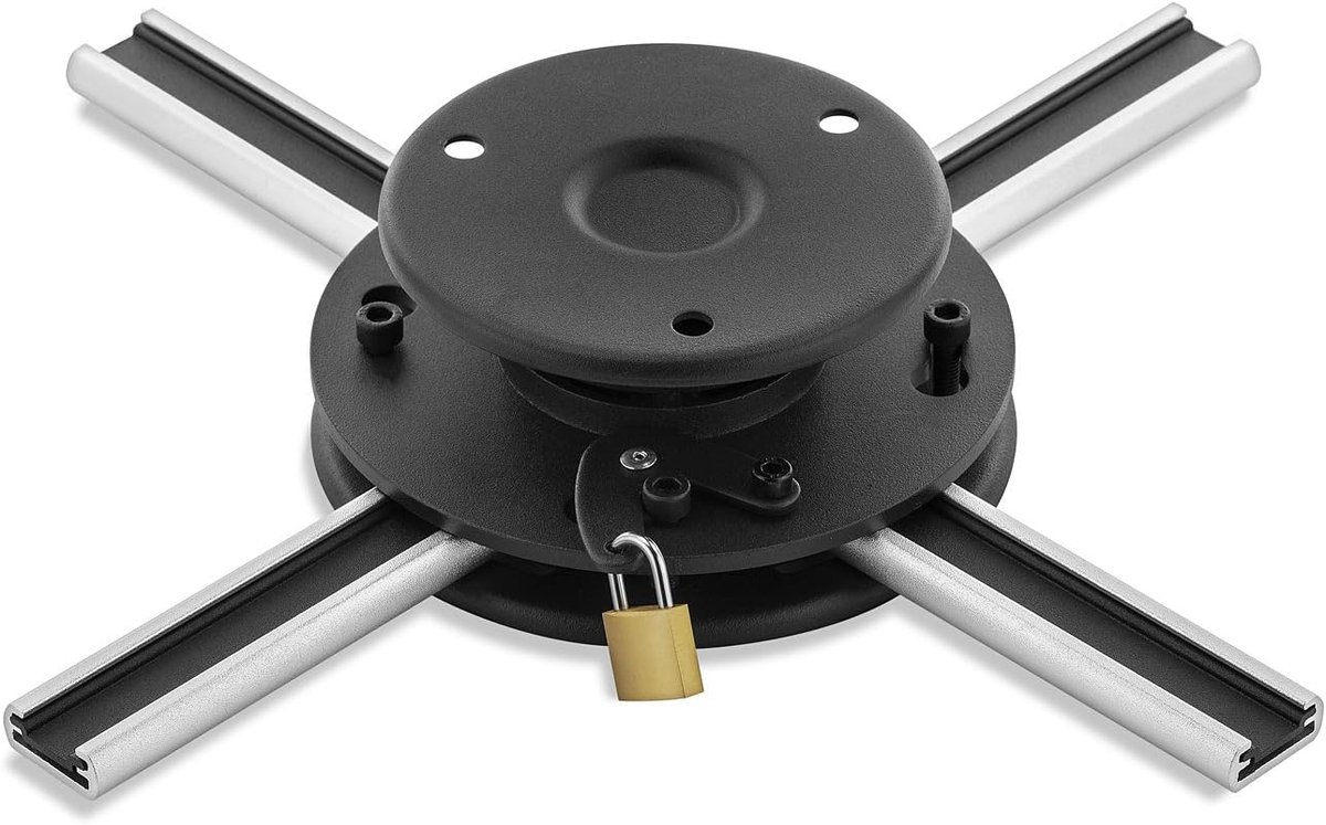 SnelShoppen - Universele Beamer Projector Plafondsteun - 360° Draaiend - +15°/-15° Kantelbaar - Tot 20 kg - Slechts 62 mm Plafondafstand - Zwart
