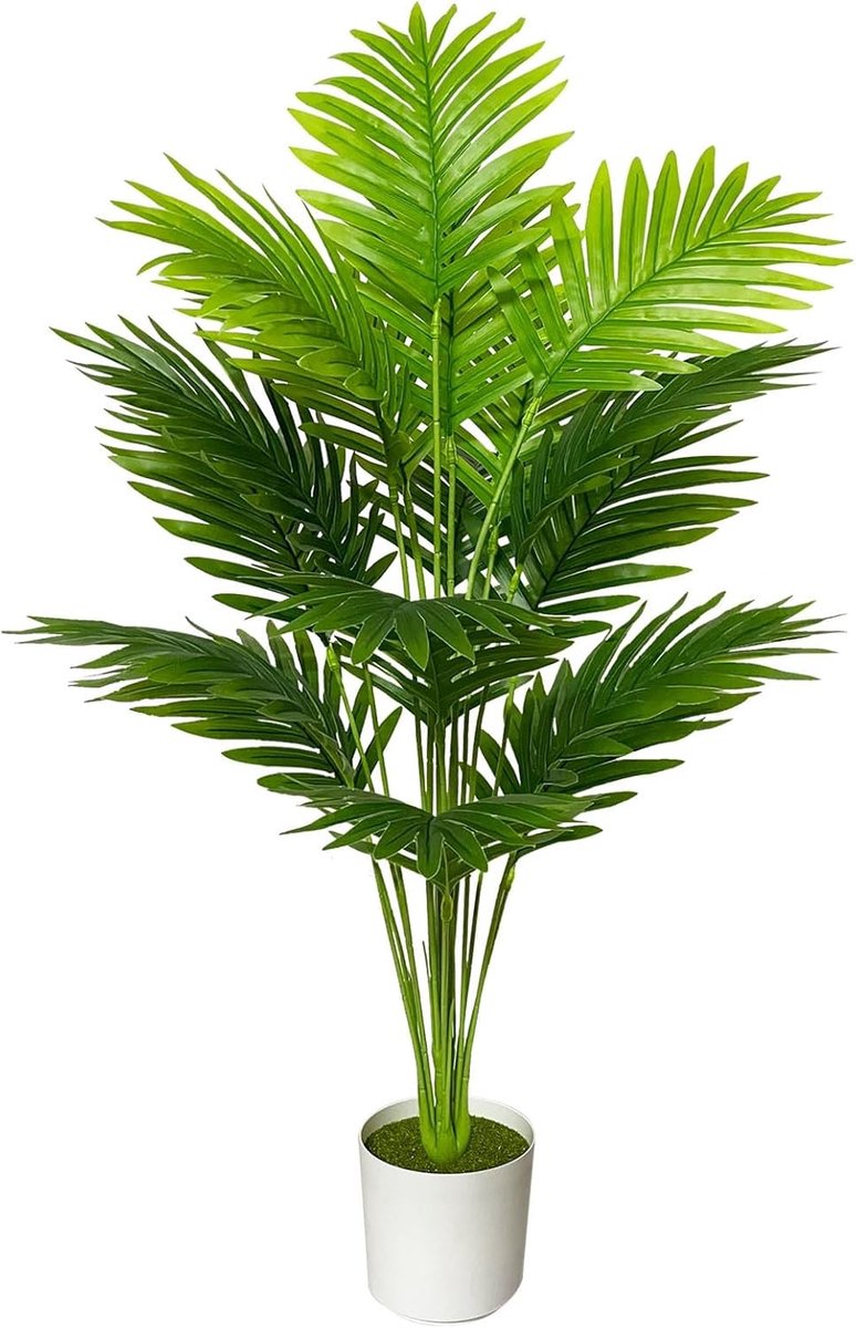 SnelShoppen - Kunstplant in Pot - Neppalmboom voor Binnen en Buiten - Tropische Vloerplant 80cm - Groene Decoratie voor Woonkamer, Slaapkamer, Kantoor