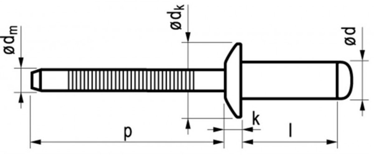 Masterfix blindklinknagel 3,2x8mm RVS (Per 500 stuks)