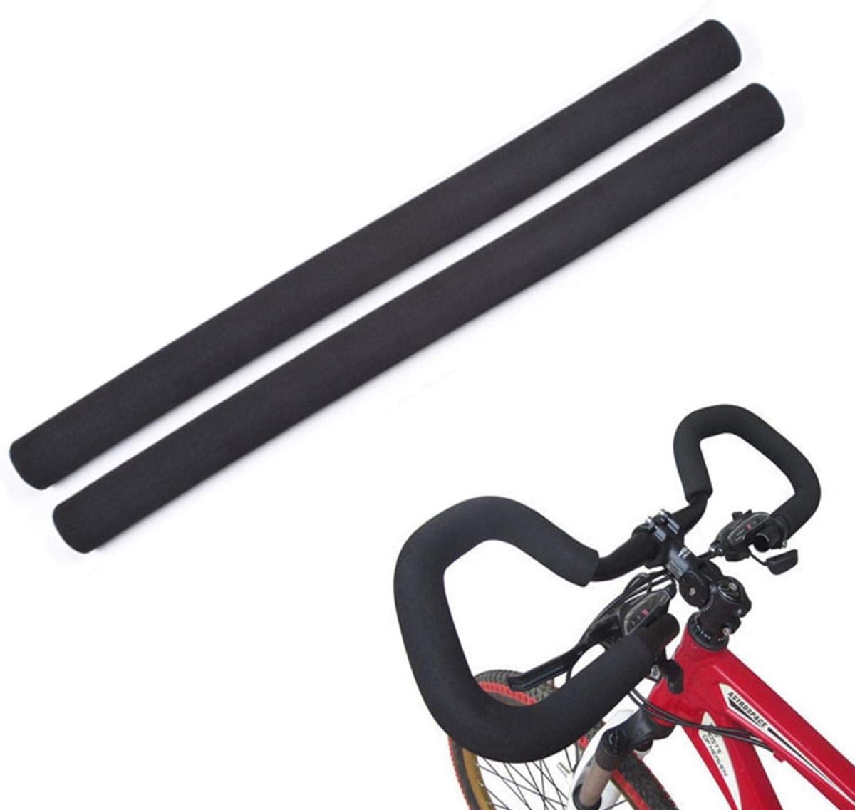 SnelShoppen - Stuurhoes Fiets Handvat Spons Afdekking Fietsstuur Buis Vlinder Handvat Bar Mouwen voor Mountainbike Fiets Zwart 2 Stuks