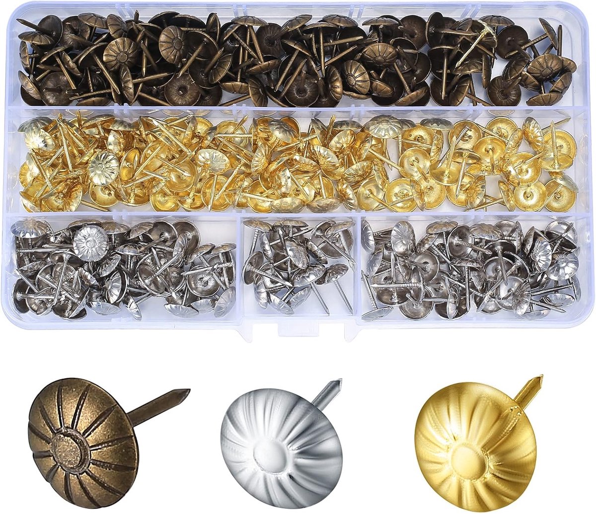 SnelShoppen - 450Pcs Decoratieve Meubelspijkers, Antieke Spijkers voor Sofa, Stoel, Bed, 11x17mm, Kleur: Brons, Goud, Zilver, Duurzaam IJzer, Eenvoudi