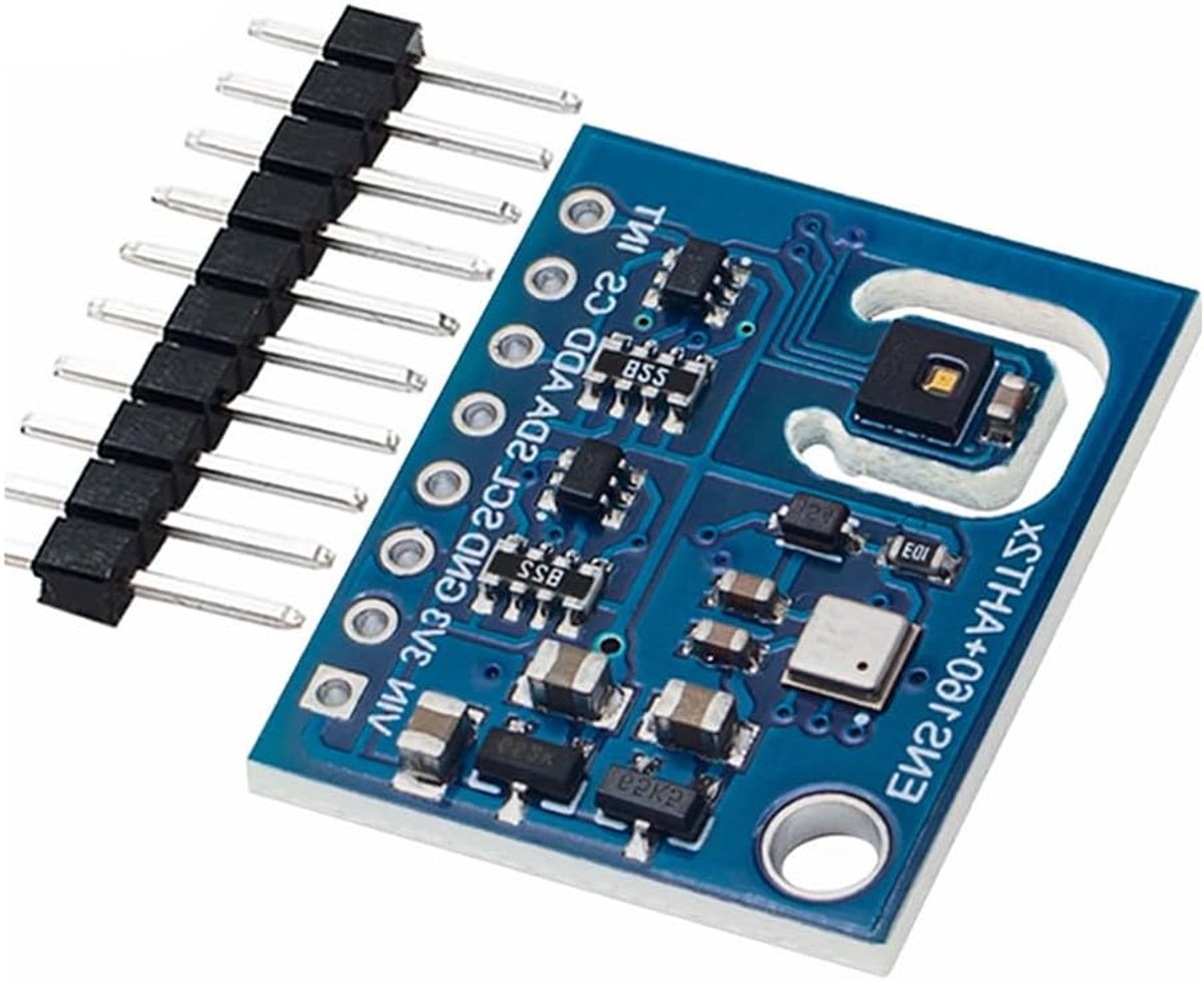 SnelShoppen - CO2 Sensor voor Luchtkwaliteitsmonitoring - Hailege ENS160+AHT21 - Temperatuur, Vochtigheid & TVOC Detectie - Ideaal voor Thuis, Kantoor