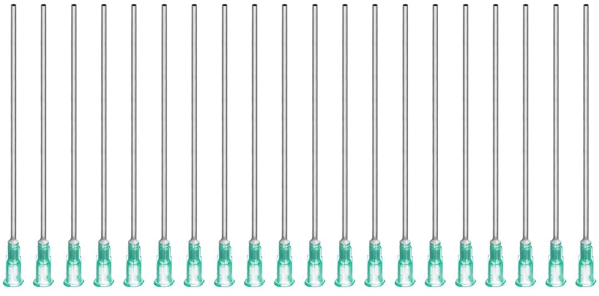 SnelShoppen - Pack van 20 14G Plastic Dip Needles met Luer Lock, 10 cm Stalen Naald, Blunt Tip, Heat Resistant PP Plastic, Voor Liquid Glue Gun, Groen