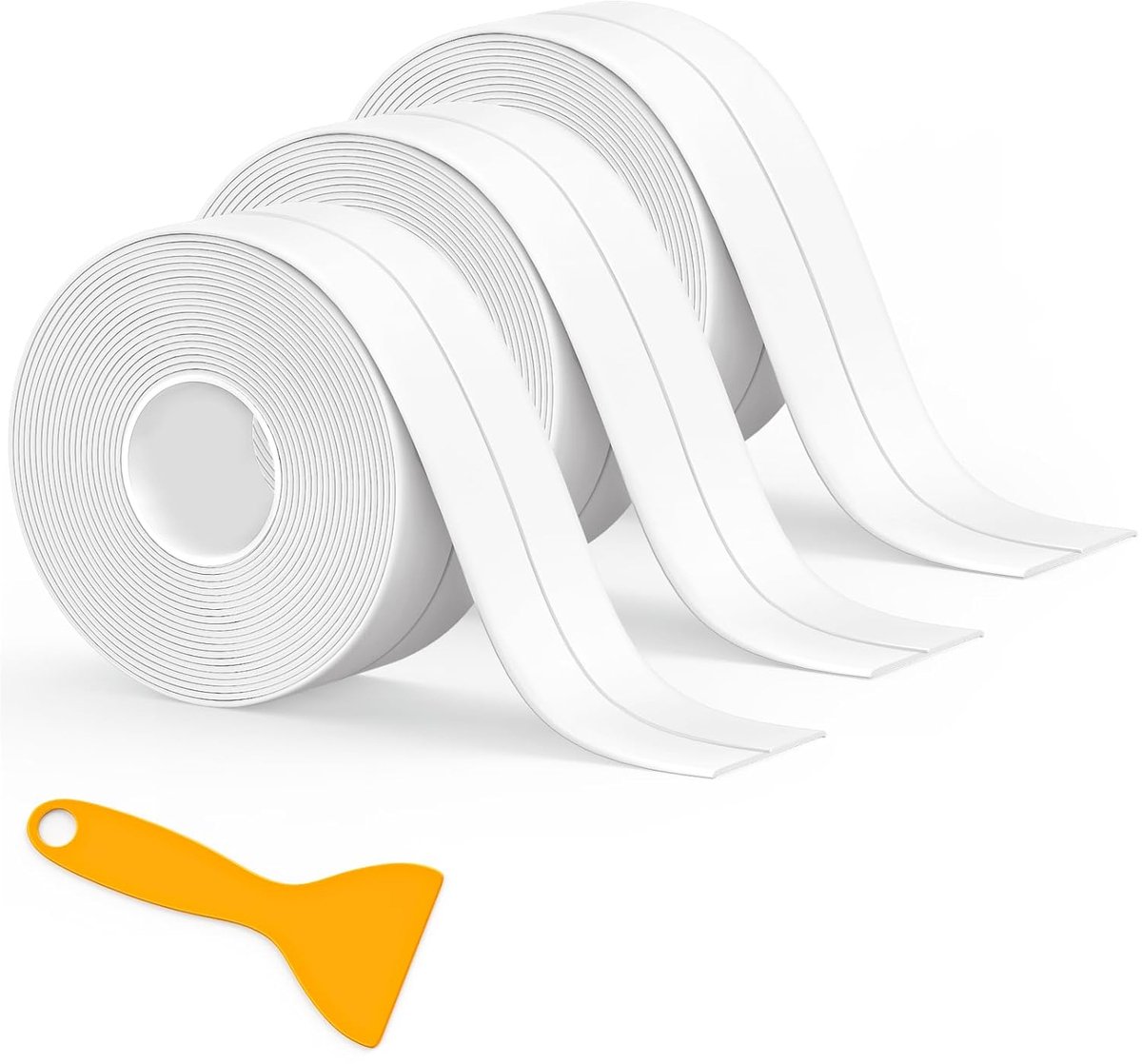 SnelShoppen - Waterproof Sealing Strip, 3 Rollen Zelfklevende Badkamer Sealing Tape voor Toilet, Keuken, Badkuip, Wastafel, Wand Hoek, PVC Wit
