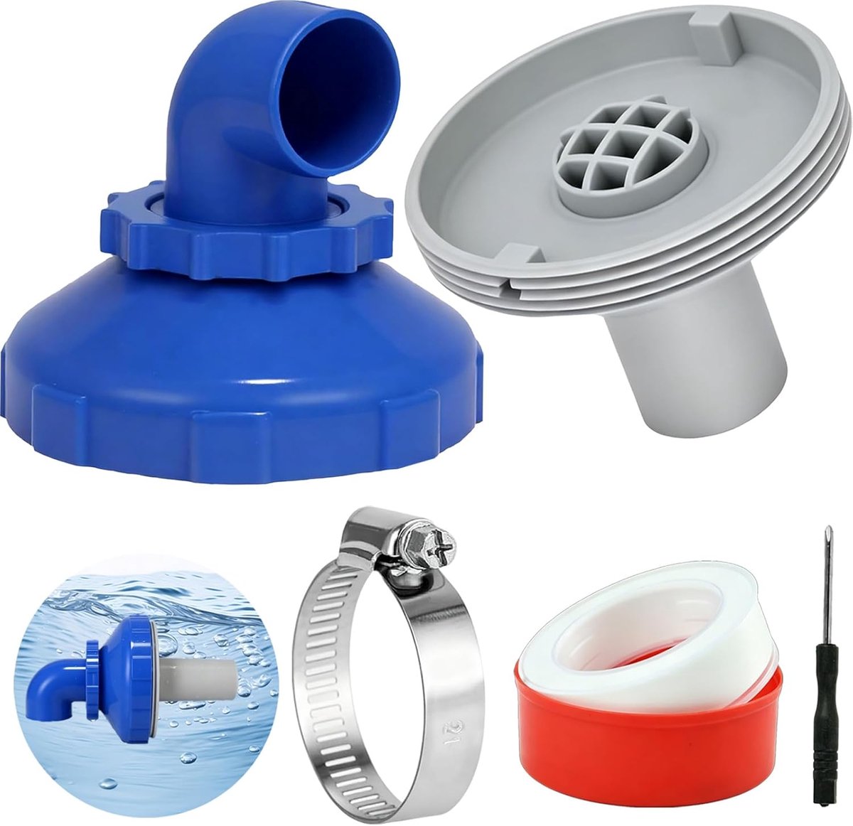 SnelShoppen - 360° Draaibare Pool Sprinkler Set - Inlaat Nozzle 32mm/38mm - Onderhoudsaccessoires voor Stalen Wand Zwembad - Verbeter Watercirculatie