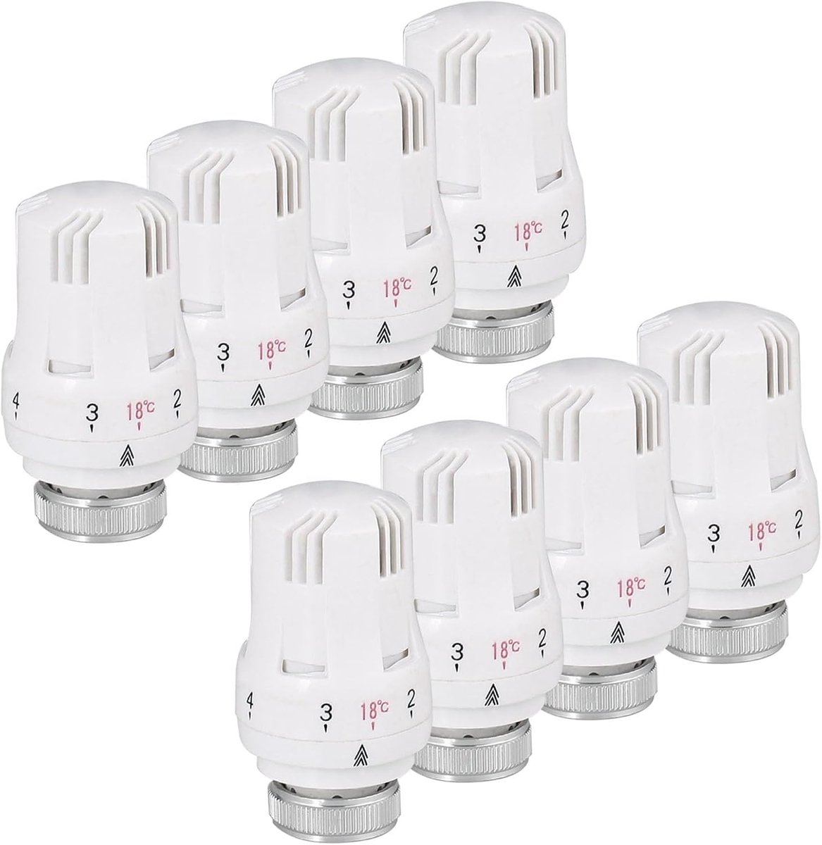 SnelShoppen - Radiator Thermostatkop Set van 6 - Geschikt voor M30 x 1.5 - Vervangende Thermostaatkop voor Verwarming - Eenvoudige Installatie - Huis