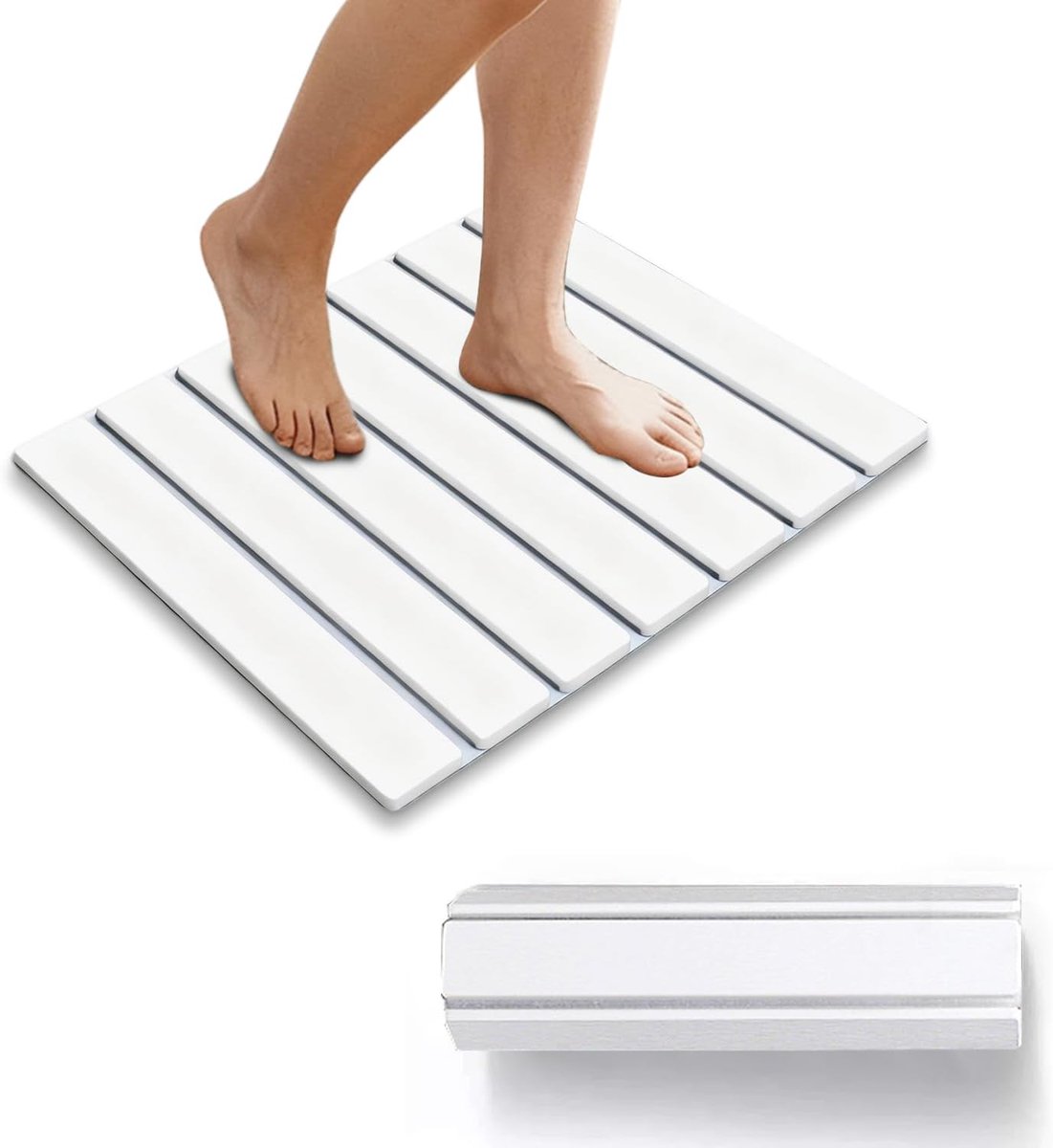 SnelShoppen - Non Slip Absorbent Stone Bath Mat - Antislip Sneldrogende Diatomiet Badmat - Vouwbaar - Geschikt voor Badkamer, Keuken en Slaapkamer (Wi