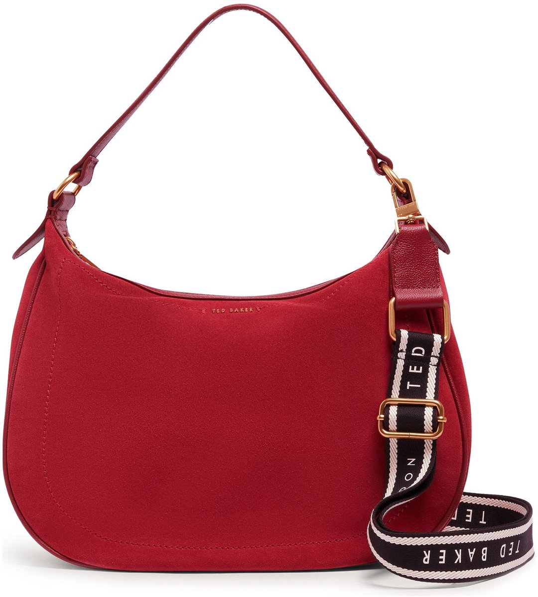Ted Baker Leren schoudertas Samiyra Webbing Suede Hobo Bag Dk - Red donkerrood
