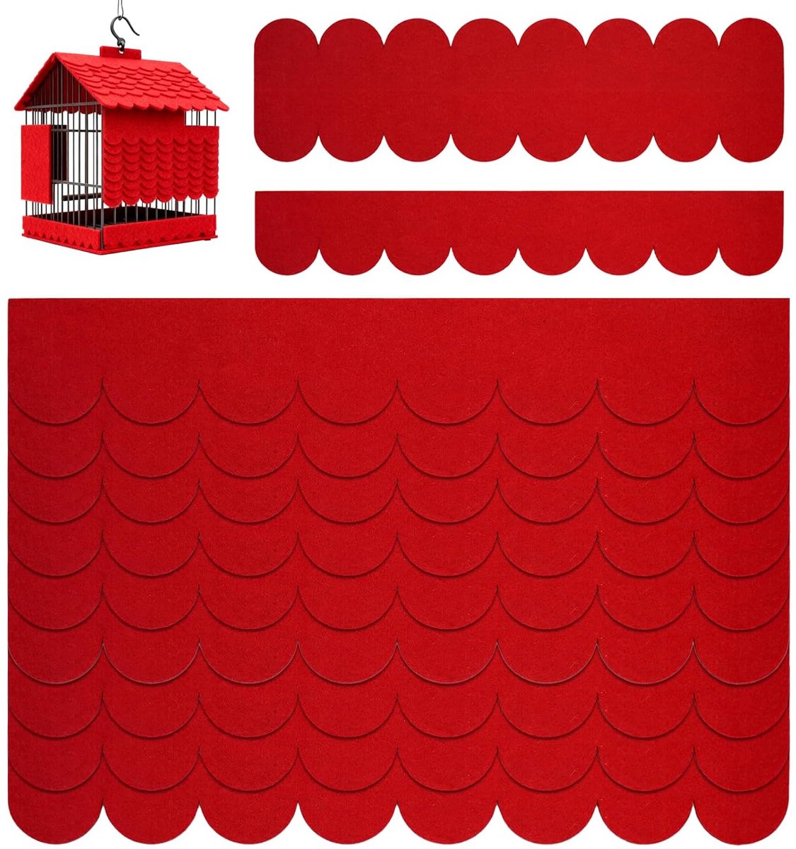 SnelShoppen - Roof Shingles voor Vogelhuisjes, Zelfklevend Dakbedekking, Waterdicht Vilt, 30x5 cm + 30x11 cm, Rood, Perfect voor DIY Vogelhuis, Konijn