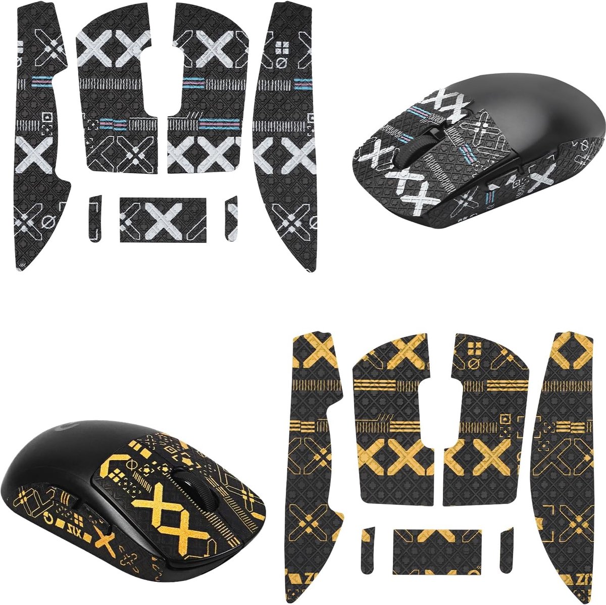 SnelShoppen - Gaming Mouse Grip Tape Set van 2 - Ultra-dunne Non-Slip Zwart en Zwart-Goud - Perfecte Pasvorm voor Logitech G Pro X Superlight 1/2 - Id