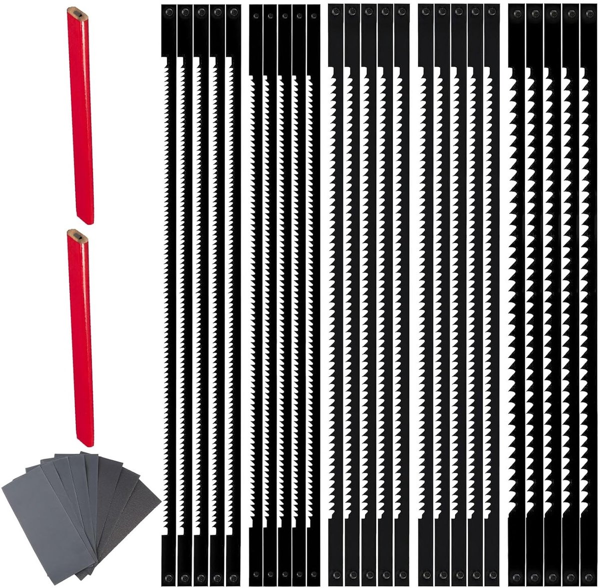 Dailygoods - 20-delige Decoupeerzaagblad Set met Schuurpapier en Potloden - Voor Houtbewerking