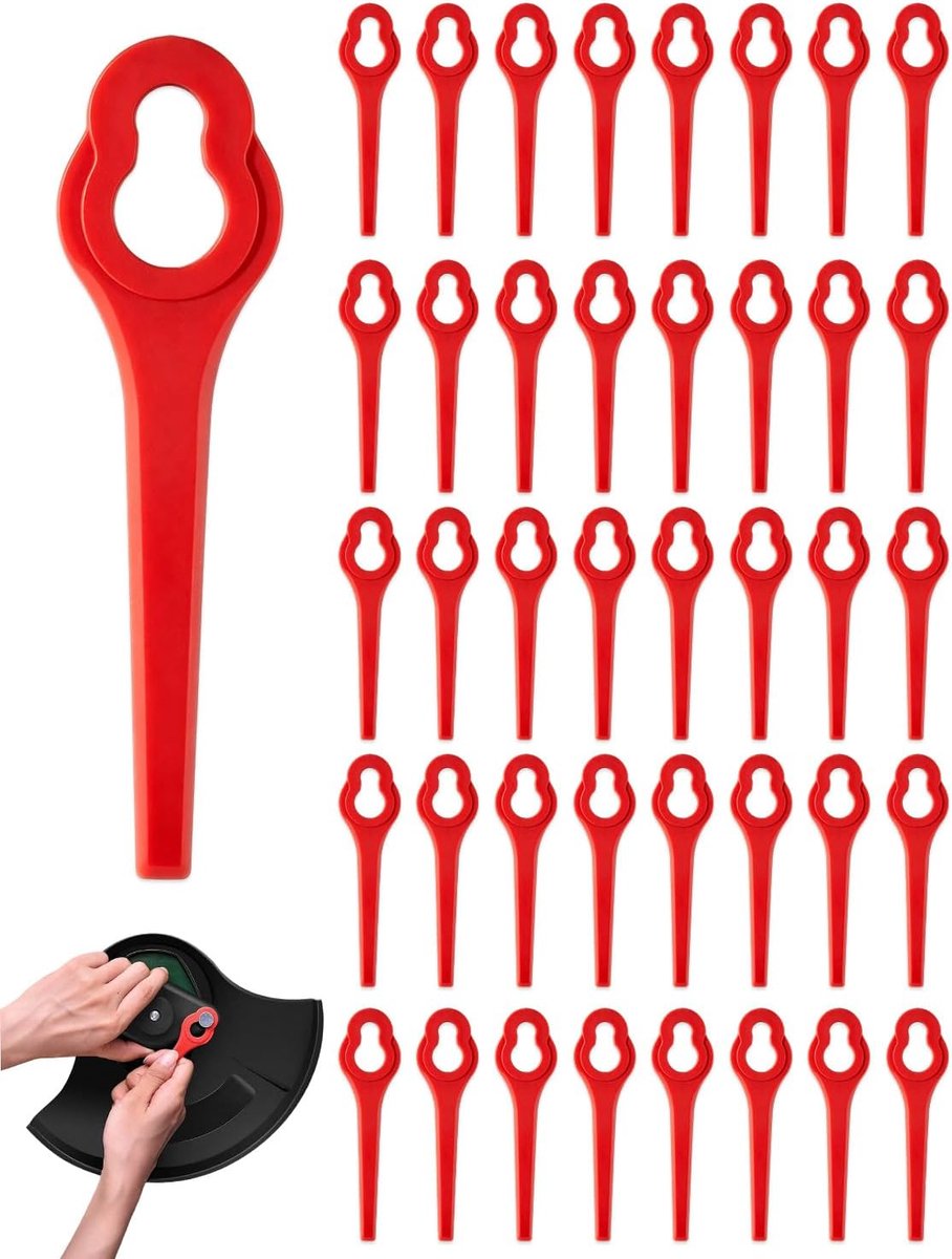 Grastrimmer reservemessen - Kunststof bladen - Gazononderhoud - Robuuste scherpe messen - 40 stuks - Rood