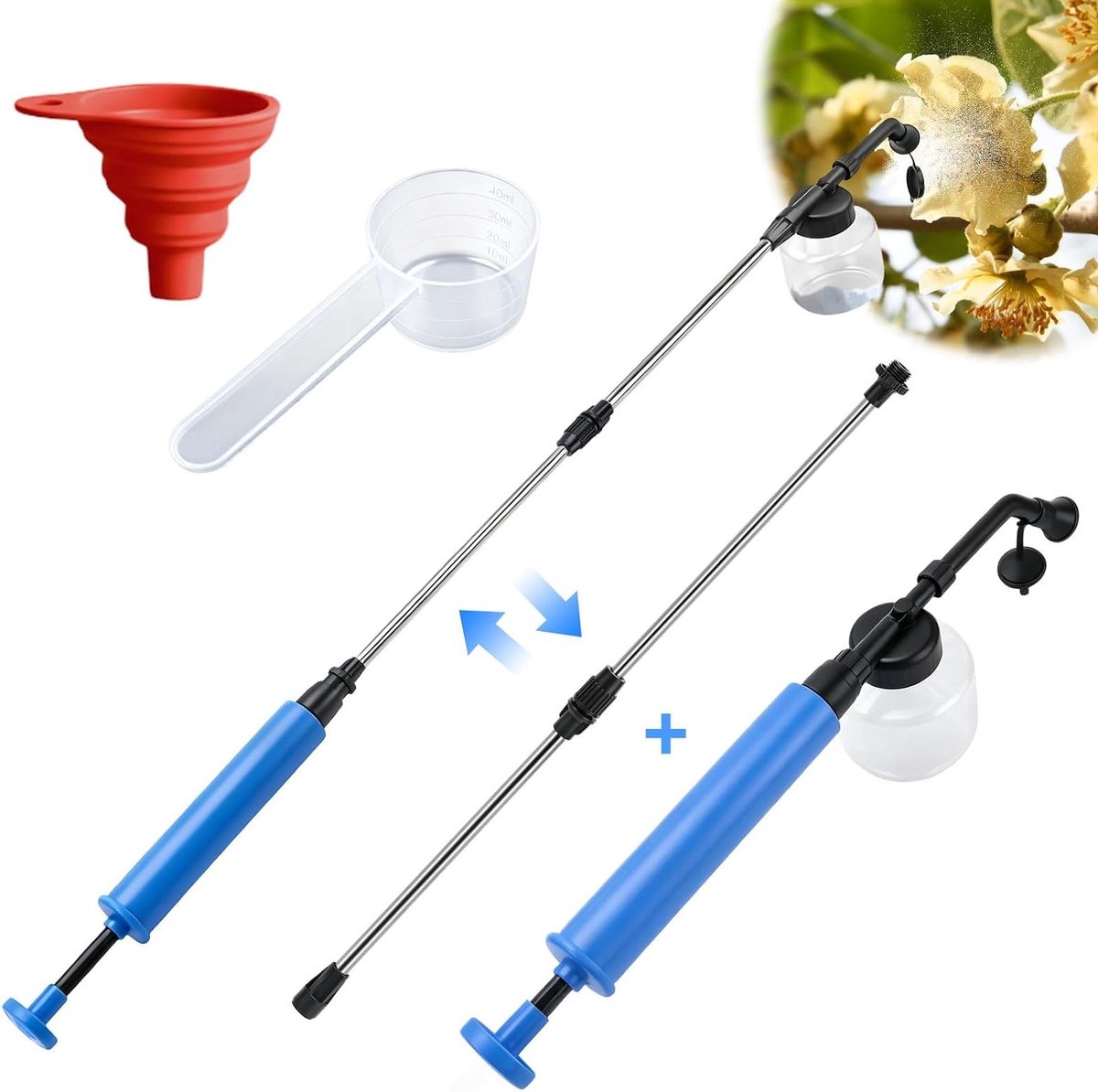 Verstelbare telescopische poederverstuiver met 250ml capaciteit en afneembare poederdispenser voor precisietoepassing