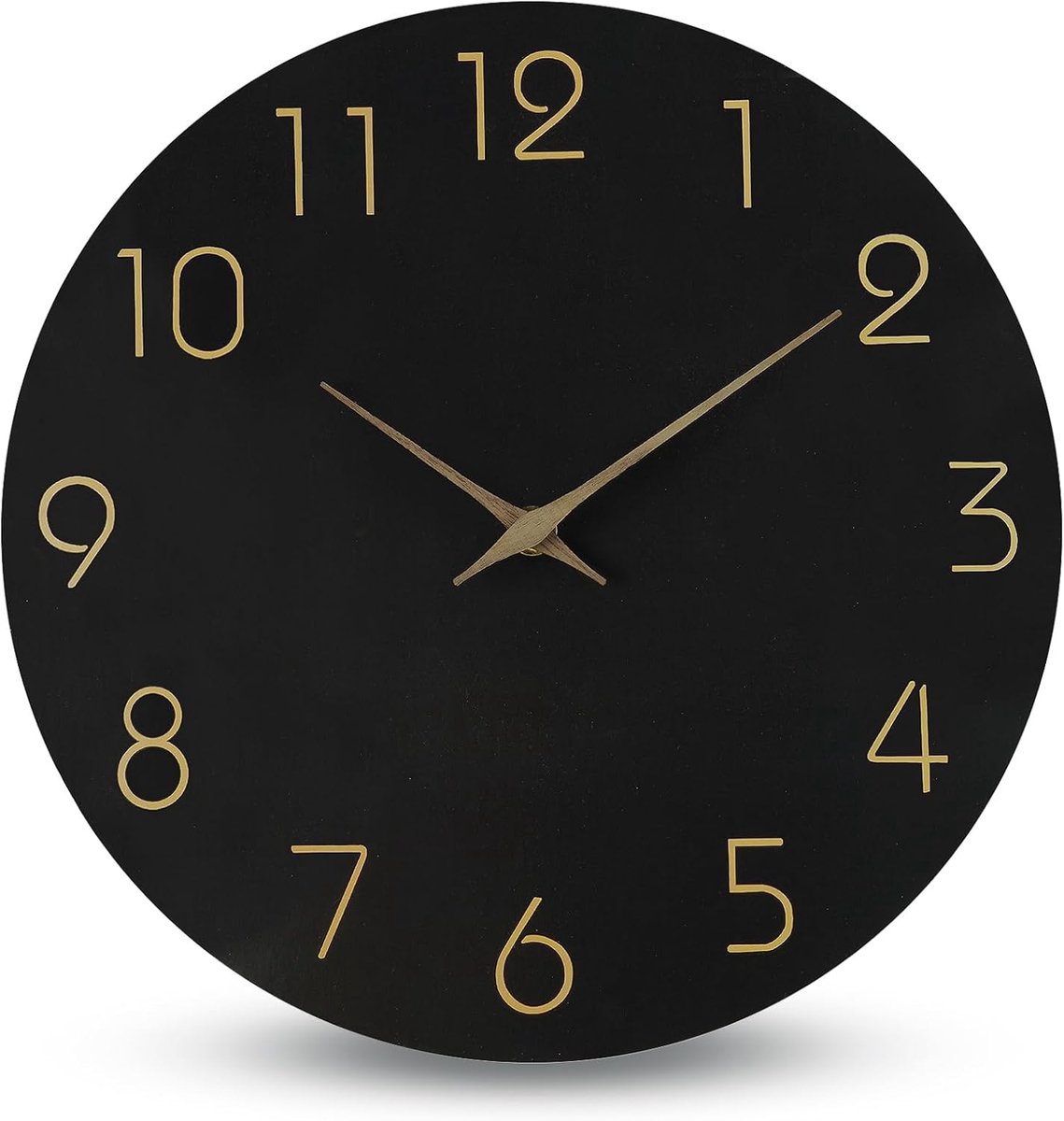 SnelShoppen - Stille en Non-Ticking Houten Wandklok 30.5cm - Makkelijk Af te Lezen Klok voor Woonkamer, Slaapkamer, Kinderen, Kantoor, School - Zwart