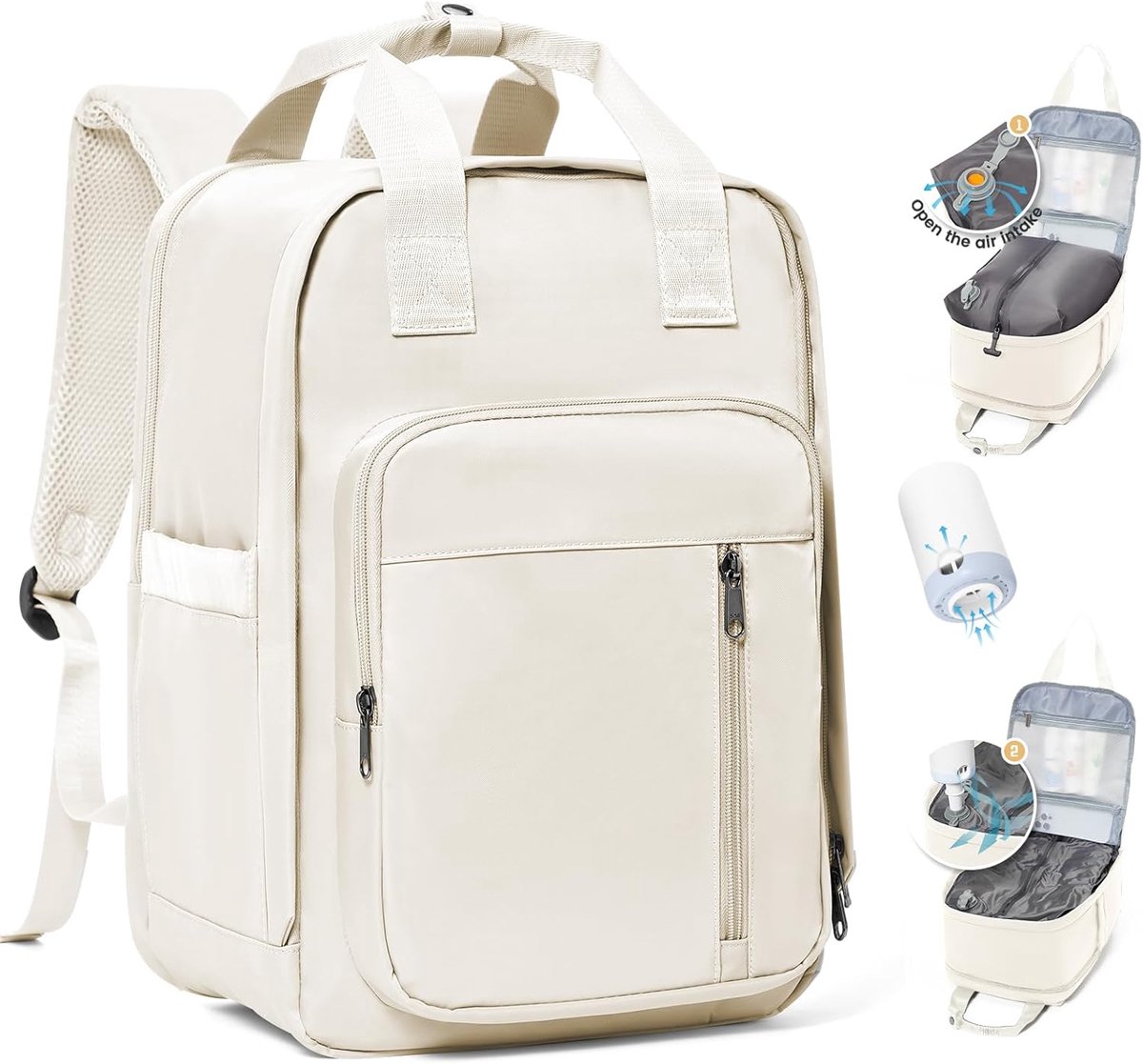 SnelShoppen - Vacuum Backpack Draagtas voor Vrouwen, Waterdichte Ryanair Reisrugzak met Vacuum Systeem, Compacte Handbagage met Pomp, Ideaal voor Reiz