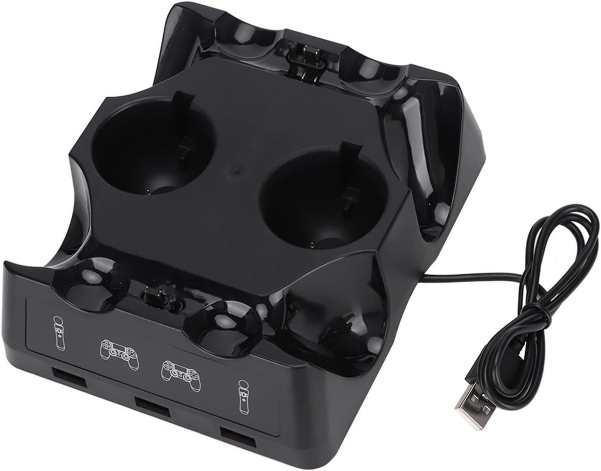 SnelShoppen - Multi-functionele Oplaadstation voor PS4 Controllers - Laadstation voor PS4, PS4 Move & PS4 VR Controllers - 4 Oplaaddocks - Hoogwaardig