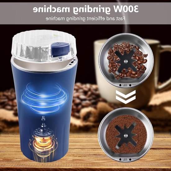 Koffiemolen 300 W met roestvrijstalen messen, multifunctionele elektrische molen voor koffiebonen, specerijen, noten en kruiden — afbeelding 3