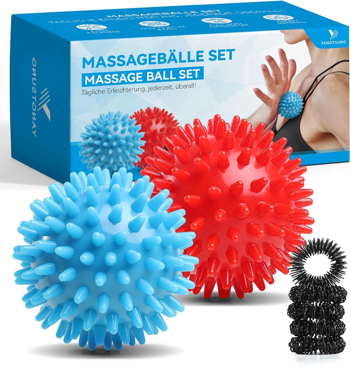 Thijox - Massage Ballen Set van 2 Egelballen - Lacrosse Triggerpoint - Verschillende Hardheidsgraden voor Rug, Benen, Voeten, Handen - Ontspanning en