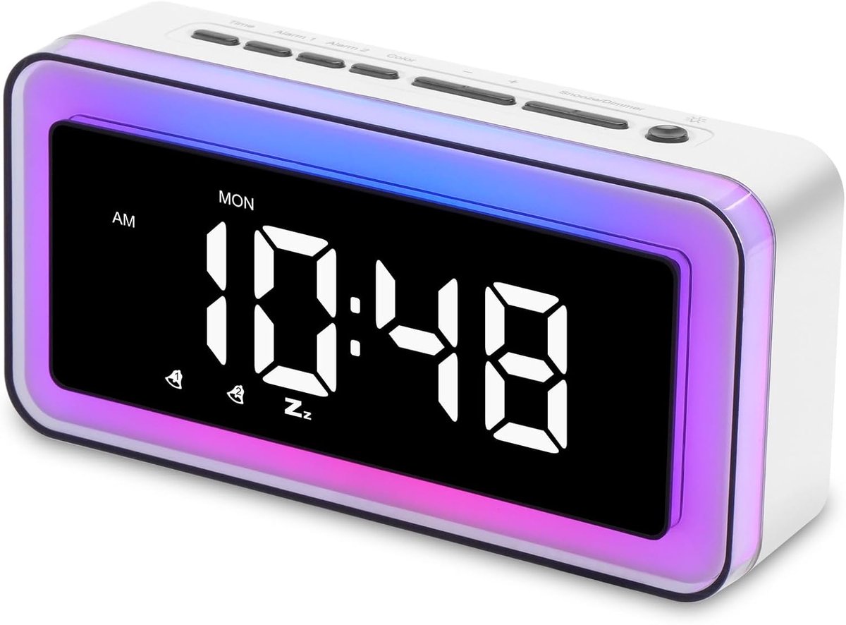 SnelShoppen - Digitale Alarmklok met Weekdag/weekendmodus, Nachtlampje, Dimbaar, 5 Alarmgeluiden en Instelbaar Alarmvolume