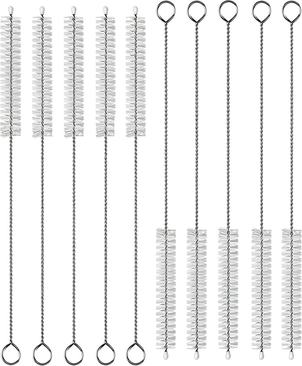 SnelShoppen - 10-pack extra lange herbruikbare rietreinigingsborstelset 25,4 cm - Ideaal voor drinkbekers, tumblers, babyflessen en drinkrietjes - 10