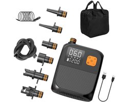 SnelShoppen - 25 PSI Elektrische Hoge Druk SUP Pomp met 8000mAh Accu, Draagbare Luchtpomp met 6 Nozzles en LED Licht voor Opblaasbare Boot, Surfboard,
