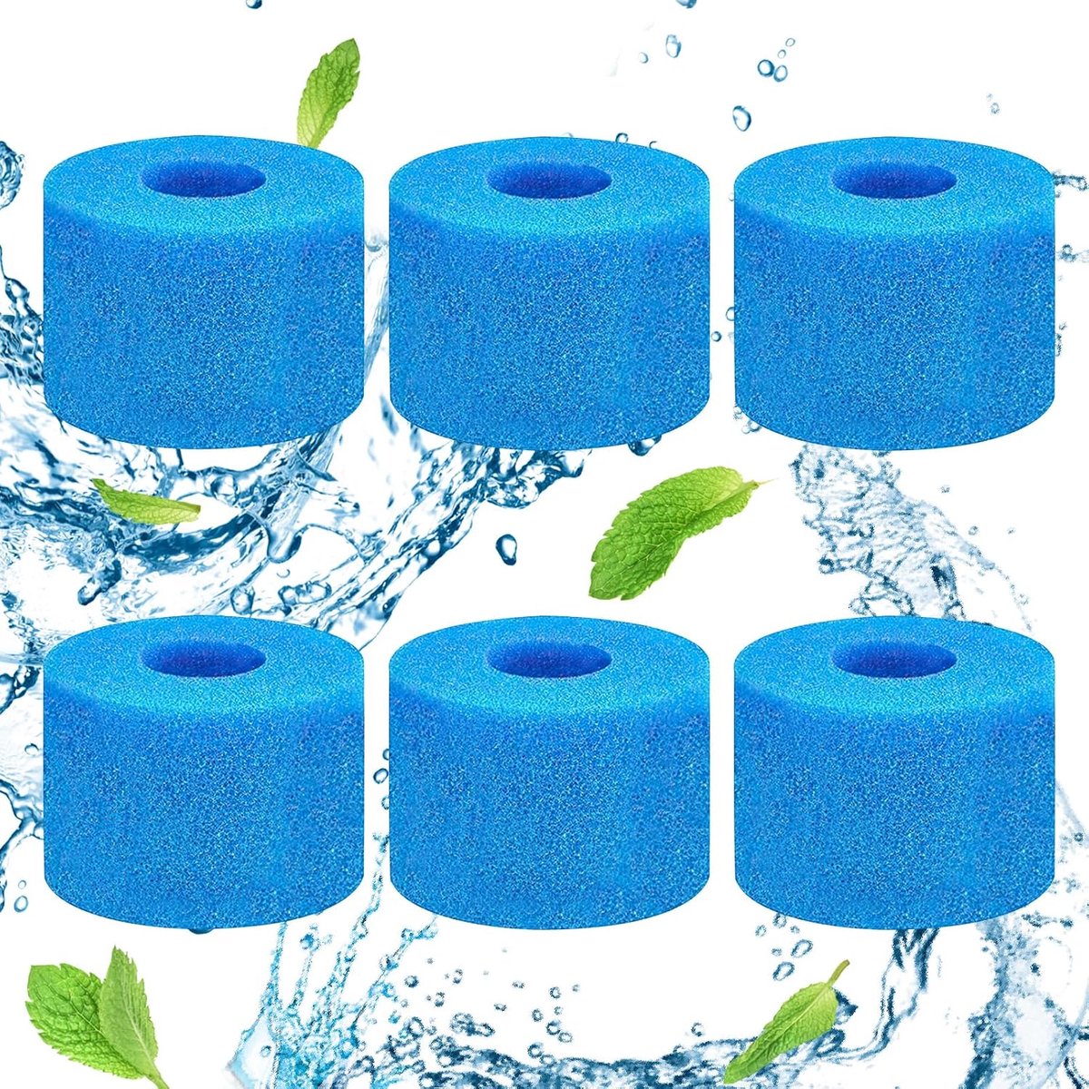 SnelShoppen - 6 Stuks Filter Spons Type S1, Foam Pool Filter, Recyclebare Zwembadfilter, Aquarium Filter Spons, Spa Filter voor Optimaal Onderhoud