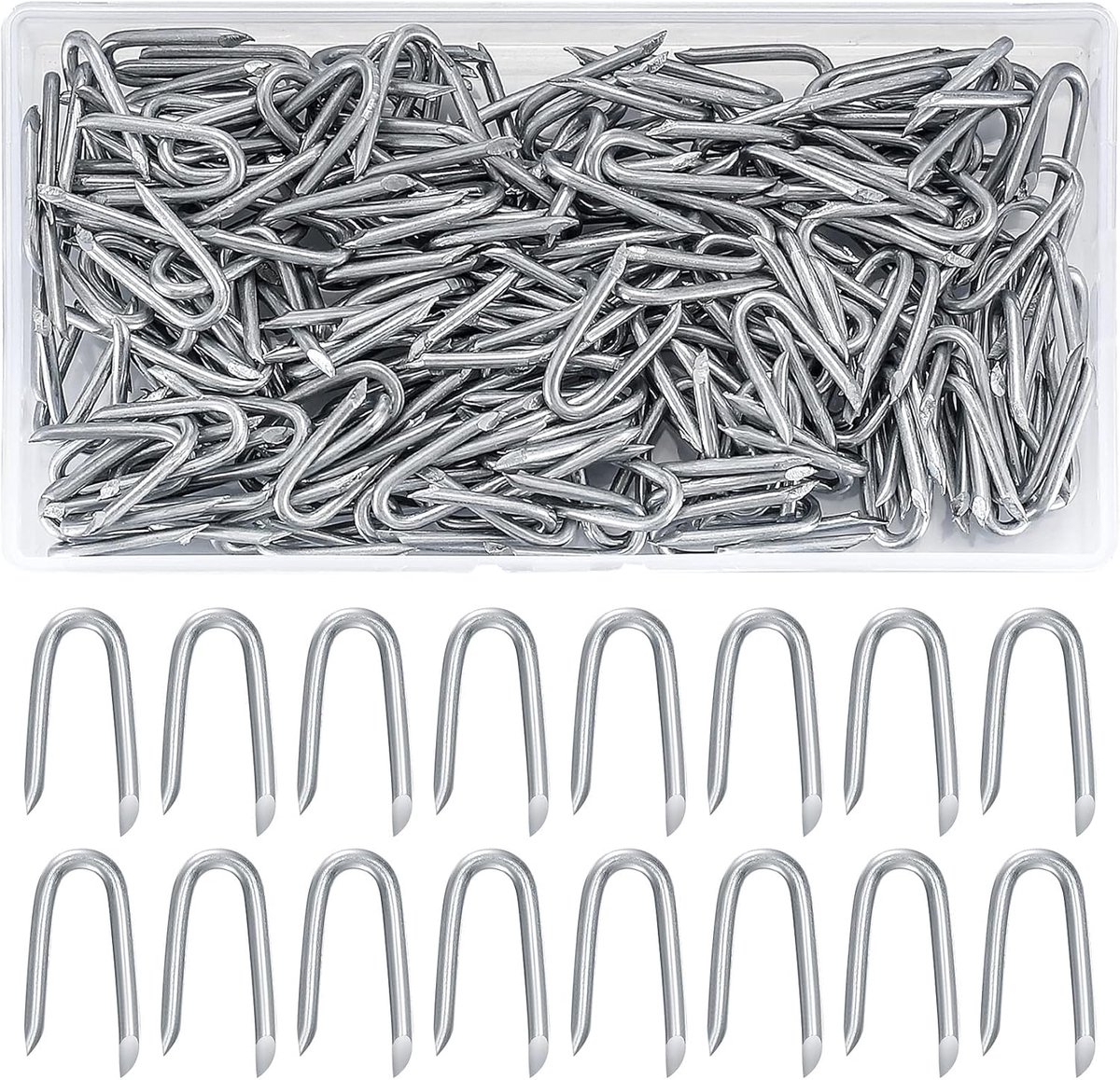 SnelShoppen - 300pcs U Cramps, Stalen Cramps, U Type Spijkers, Fence Clamps, Gaas Klemmen, Gegalvaniseerde Bevestigingsspijkers voor Hekken, Mesh Hekk