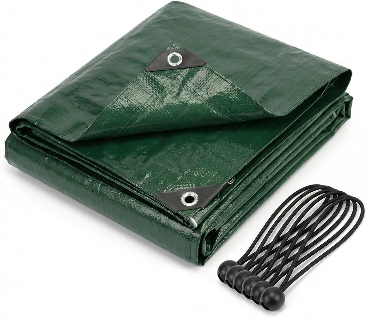 SnelShoppen - CoverUp! Buitenzeil 2 x 3 m - Waterdichte en Scheurvaste Tarpaulin 200 g/m² - Inclusief 10 Tensioners - Groene Beschermzeil voor Tuin, B