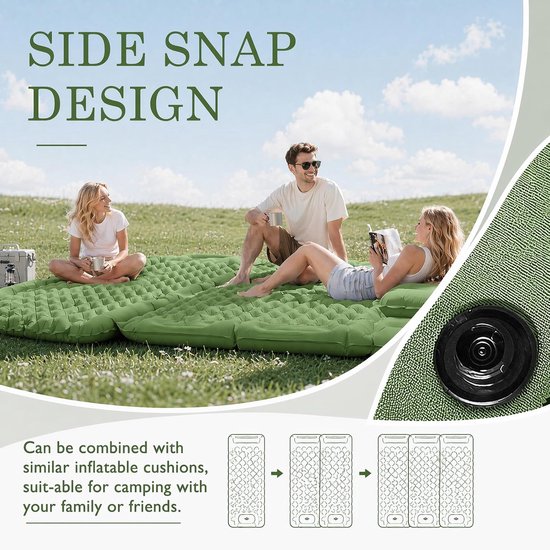 Zelfopblazende Slaapmat - Kampeerluchtbed - Buiten Kamperen - Ingebouwde Voetpomp - 220x70 cm - Groen — afbeelding 5